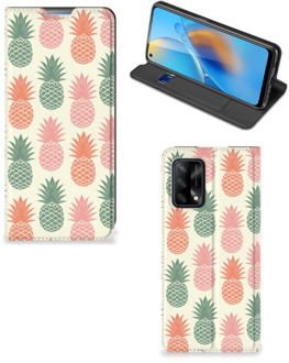 B2Ctelecom Smartphone Hoesje OPPO A74 4G Leuk Bookcase Ananas