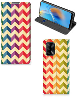 B2Ctelecom Smartphone Hoesje OPPO A74 4G Leuk Telefoonhoesje Zigzag Color