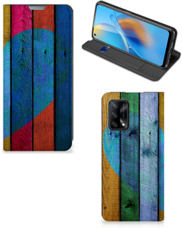 B2Ctelecom Smartphone Hoesje OPPO A74 4G Mobiel Bookcase Wood Heart