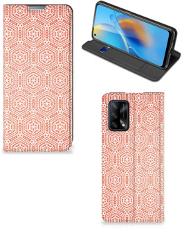 B2Ctelecom Smartphone Hoesje OPPO A74 4G Mobiel Hoesje Pattern Orange