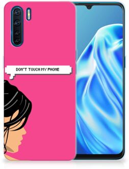 B2Ctelecom Smartphone hoesje OPPO A91 Back Case Siliconen Hoesje Woman Don't Touch My Phone