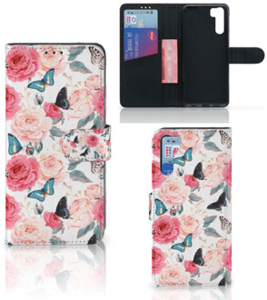 B2Ctelecom Smartphone Hoesje OPPO A91 | Reno3 Flipcase Cadeautjes voor Moederdag Butterfly Roses