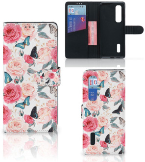 B2Ctelecom Smartphone Hoesje OPPO Find X2 Pro Flipcase Cadeautjes voor Moederdag Butterfly Roses