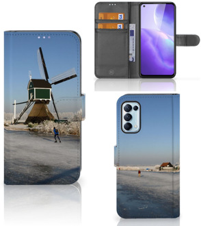 B2Ctelecom Smartphone Hoesje OPPO Find X3 Lite Boekhoesje Tekst Schaatsers