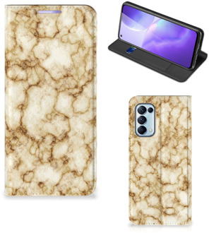 B2Ctelecom Smartphone Hoesje OPPO Find X3 Lite Book Cover Marmer Goud