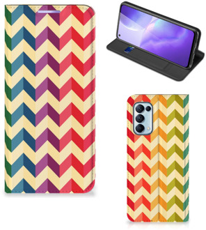 B2Ctelecom Smartphone Hoesje OPPO Find X3 Lite Leuk Telefoonhoesje Zigzag Color