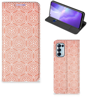 B2Ctelecom Smartphone Hoesje OPPO Find X3 Lite Mobiel Hoesje Pattern Orange