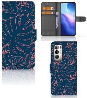 B2Ctelecom Smartphone Hoesje OPPO Find X3 Neo 5G Bookcase Palm Leaves