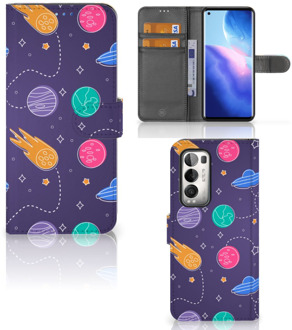 B2Ctelecom Smartphone Hoesje OPPO Find X3 Neo 5G Flip Case Portemonnee Space