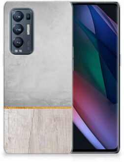 B2Ctelecom Smartphone hoesje OPPO Find X3 Neo Backcase Siliconen Hoesje Wood Beton