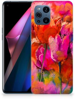 B2Ctelecom Smartphone hoesje OPPO Find X3 | X3 Pro Silicone Case Tulips