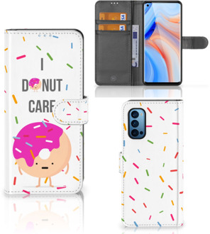 B2Ctelecom Smartphone Hoesje OPPO Reno 4 Pro 5G Bookcase met Quotes Donut Cadeautjes voor Meisjes