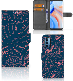 B2Ctelecom Smartphone Hoesje OPPO Reno 4 Pro 5G Bookcase Palm Leaves