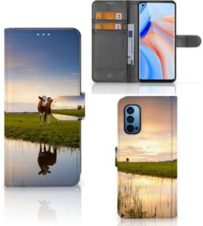 B2Ctelecom Smartphone Hoesje OPPO Reno 4 Pro 5G Flip Case Koe