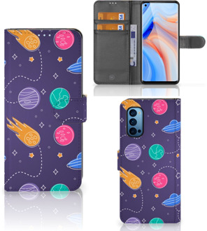 B2Ctelecom Smartphone Hoesje OPPO Reno 4 Pro 5G Flip Case Portemonnee Space