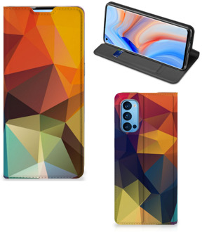 B2Ctelecom Smartphone Hoesje OPPO Reno4 Pro 5G Leuk Book Case Polygon Color