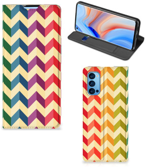 B2Ctelecom Smartphone Hoesje OPPO Reno4 Pro 5G Leuk Telefoonhoesje Zigzag Color