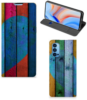 B2Ctelecom Smartphone Hoesje OPPO Reno4 Pro 5G Mobiel Bookcase Wood Heart