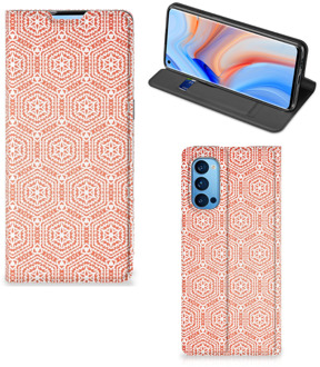 B2Ctelecom Smartphone Hoesje OPPO Reno4 Pro 5G Mobiel Hoesje Pattern Orange