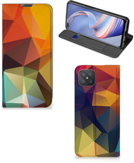 B2Ctelecom Smartphone Hoesje OPPO Reno4 Z 5G Leuk Book Case Polygon Color