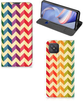 B2Ctelecom Smartphone Hoesje OPPO Reno4 Z 5G Leuk Telefoonhoesje Zigzag Color