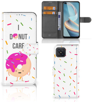 B2Ctelecom Smartphone Hoesje OPPO Reno4 Z Bookcase met Quotes Donut Cadeautjes voor Meisjes