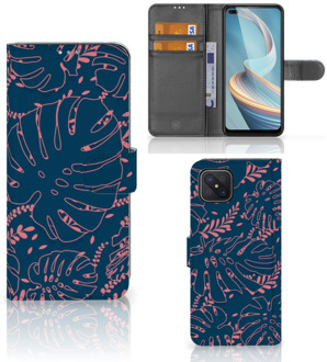 B2Ctelecom Smartphone Hoesje OPPO Reno4 Z Bookcase Palm Leaves