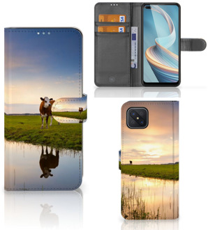 B2Ctelecom Smartphone Hoesje OPPO Reno4 Z Flip Case Koe