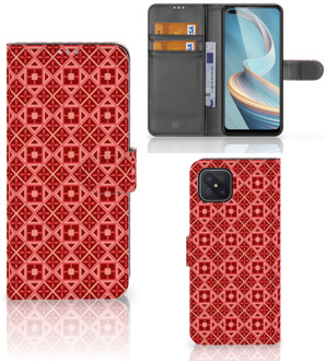 B2Ctelecom Smartphone Hoesje OPPO Reno4 Z Wallet Book Case Batik Red