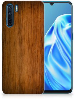 B2Ctelecom Smartphone hoesje OPPP A91 Leuk Case Super als Vaderdag Cadeaus Donker Hout