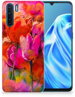 B2Ctelecom Smartphone hoesje OPPP A91 Silicone Case Tulips