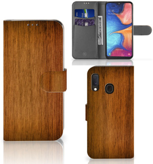 B2Ctelecom Smartphone Hoesje Samsung A20e Book Style Case Donker Hout