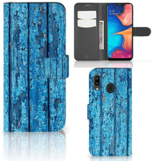 B2Ctelecom Smartphone Hoesje Samsung A30 Book Style Case Blauw Wood