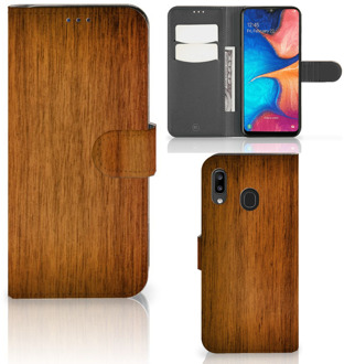 B2Ctelecom Smartphone Hoesje Samsung A30 Book Style Case Donker Hout