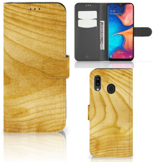 B2Ctelecom Smartphone Hoesje Samsung A30 Book Style Case Licht Hout