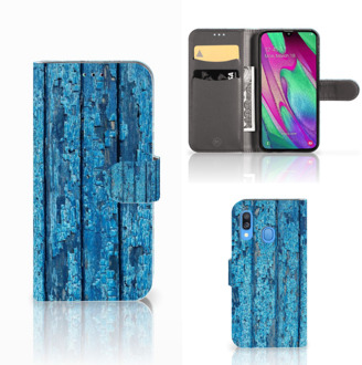 B2Ctelecom Smartphone Hoesje Samsung A40 Book Style Case Blauw Wood