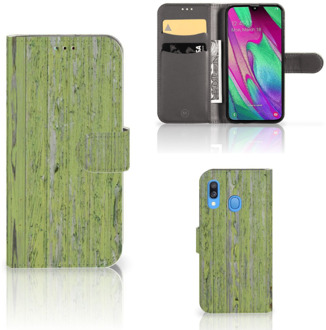 B2Ctelecom Smartphone Hoesje Samsung A40 Book Style Case Green Wood