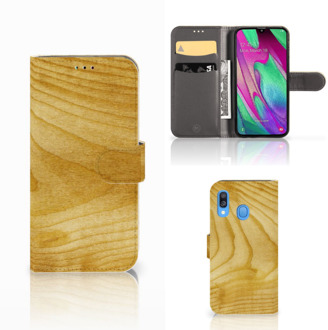 B2Ctelecom Smartphone Hoesje Samsung A40 Book Style Case Licht Hout