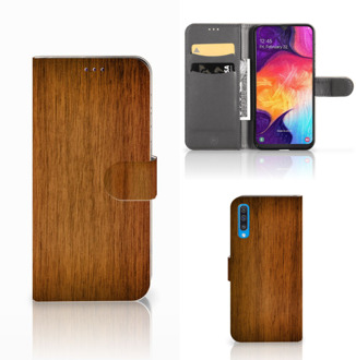 B2Ctelecom Smartphone Hoesje Samsung A50 Book Style Case Donker Hout