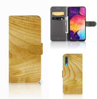 B2Ctelecom Smartphone Hoesje Samsung A50 Book Style Case Licht Hout