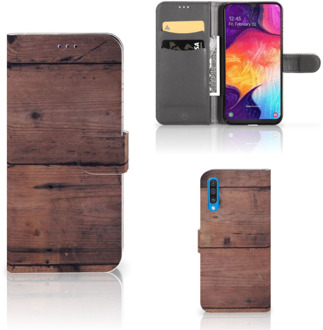 B2Ctelecom Smartphone Hoesje Samsung A50 Book Style Case Old Wood