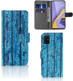 B2Ctelecom Smartphone Hoesje Samsung A51 Book Style Case Blauw Wood