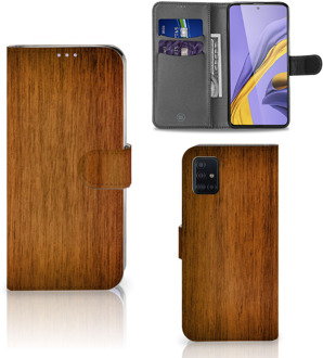 B2Ctelecom Smartphone Hoesje Samsung A51 Book Style Case Donker Hout