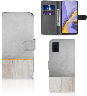 B2Ctelecom Smartphone Hoesje Samsung A51 Book Style Case Wood Concrete