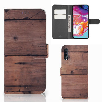 B2Ctelecom Smartphone Hoesje Samsung A70 Book Style Case Old Wood