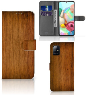 B2Ctelecom Smartphone Hoesje Samsung A71 Book Style Case Donker Hout