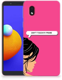 B2Ctelecom Smartphone hoesje Samsung Galaxy A01 Core Back Case Siliconen Hoesje Woman Don't Touch My Phone