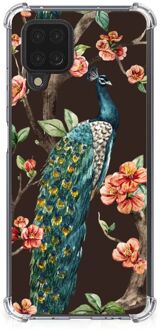 B2Ctelecom Smartphone hoesje Samsung Galaxy A12 Beschermhoesje met transparante rand Pauw met Bloemen