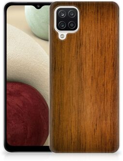 B2Ctelecom Smartphone hoesje Samsung Galaxy A12 Leuk Case Super als Vaderdag Cadeaus Donker Hout