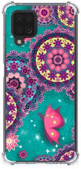 B2Ctelecom Smartphone hoesje Samsung Galaxy A12 Silicone Hoesje met transparante rand Cirkels en Vlinders